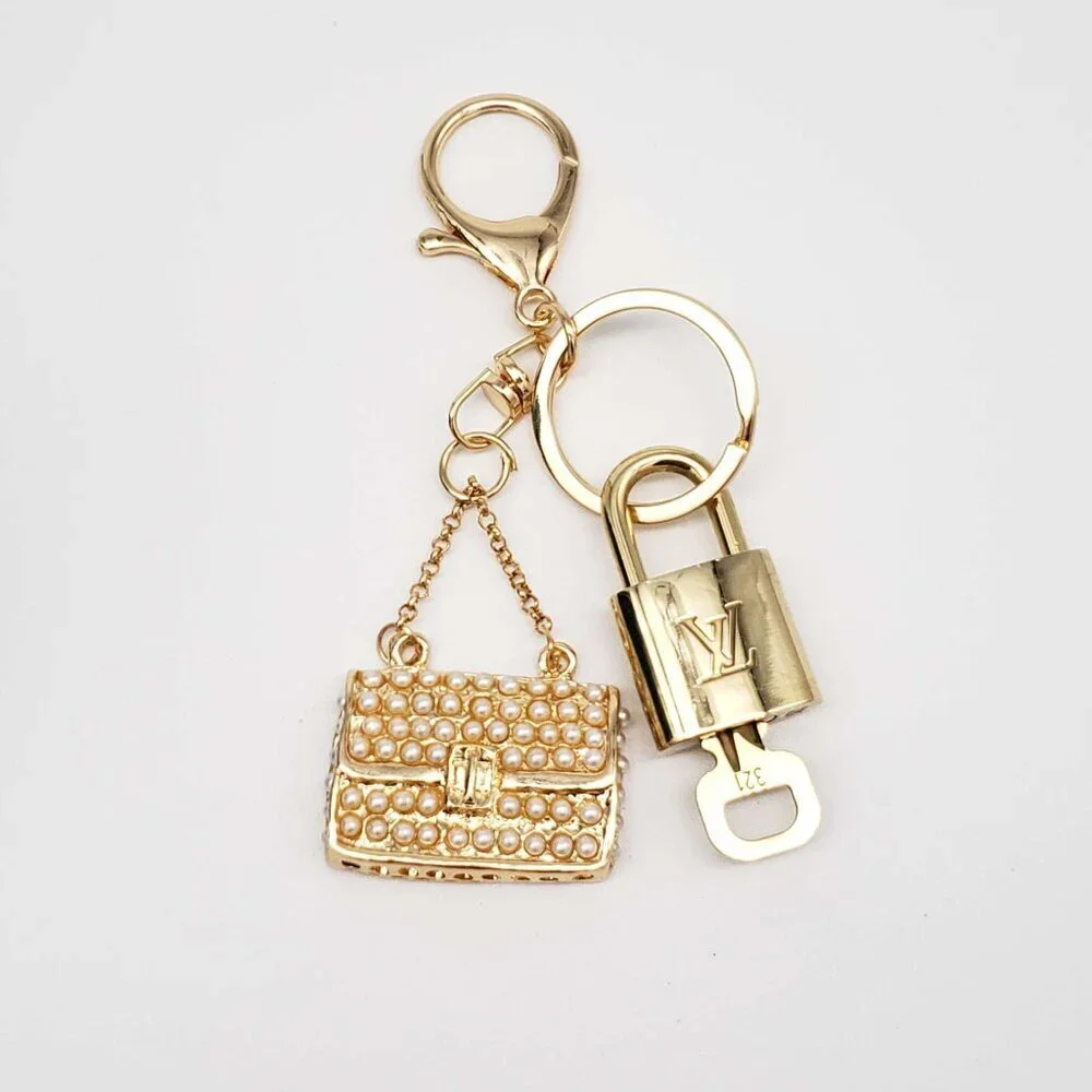 Louis Vuitton Authentic Gold Padlock 🔒 Key + Unbranded Keychain Bag Charm